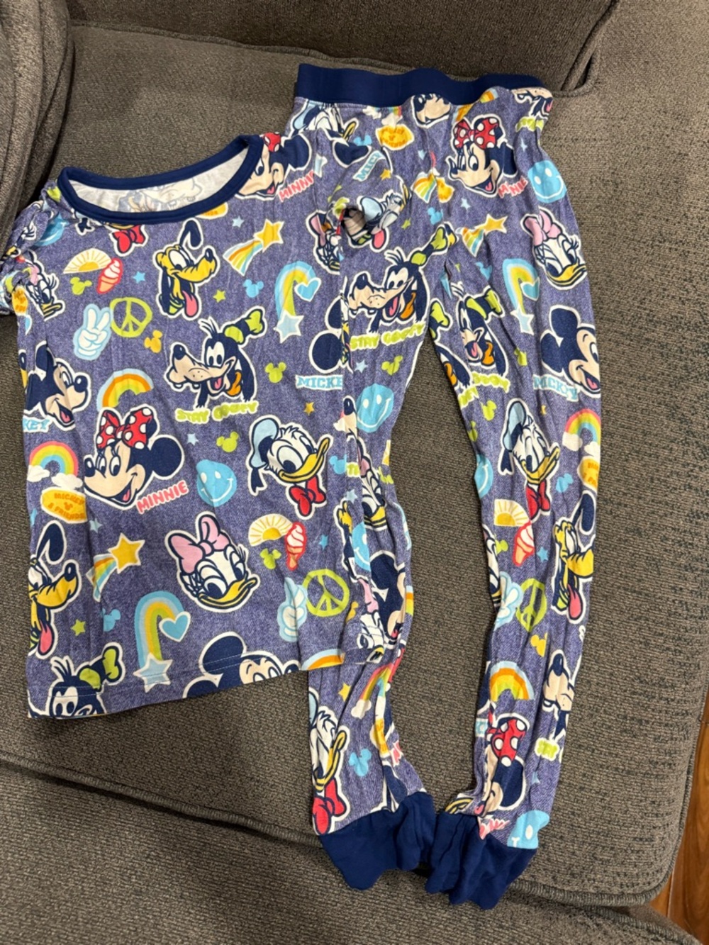 Disney Navy Blue Minnie & Friends Rainbow Print Pajama Set